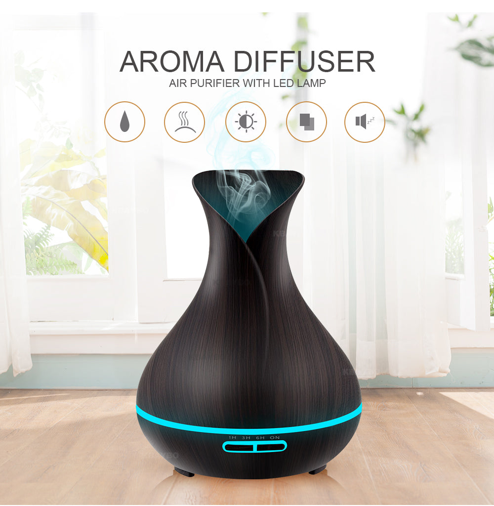 Air Aroma Essential Oil Diffuser, Vase Humidifier, LED Aroma